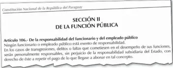  ??  ?? Artículo que compromete al exministro de Obras Públicas Ramón Jiménez Gaona, en caso de que se deba pagarle a Mota Engil los US$ 18 millones que reclama la firma.