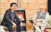  ?? PTI ?? Prime Minister Narendra Modi in an informal meeting with his Japanese counterpar­t, Shinzo Abe, in Japan’s Yamanashi on Sunday.
