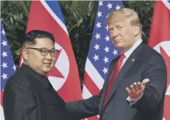  ??  ?? 0 Kim Jong-un with Donald Trump at a summit last year