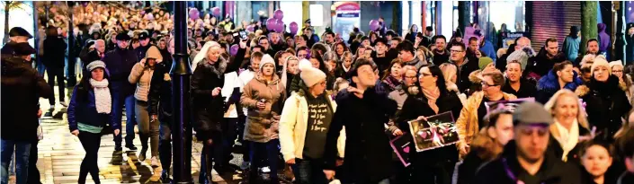  ??  ?? United in protest: Up to 2,000 marched through Romford, East London, on Thursday to show their anger about knife crime and demand justice for Jodie Chesney