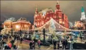  ??  ?? Manege square outside the Kremlin decorated with Christmas and New Year lights, in Moscow AFP