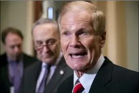  ?? J. SCOTT APPLEWHITE — THE ASSOCIATED PRESS FILE ?? Sen. Bill Nelson, D-Fla., attends a news conference at the Capitol in Washington in 2018. President Joe Biden has chosen Nelson, a former senator from Florida who flew on the space shuttle to lead NASA. Biden announced his intent Friday, March 19.