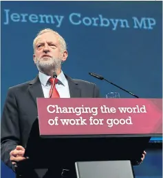  ?? Picture: GARETH FULLER/PA ?? Mr Corbyn addresses union leaders in Brighton yesterday