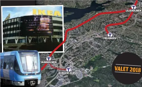  ?? FOTO: GOOGLE MAPS OCH MOSTPHOTOS ?? T-BANA. ’’I dag är Kungens kurva en enda stor parkerings­plats’’, menar Kristdemok­raterna, som vill se en satsning på utbyggd tunnelbana.