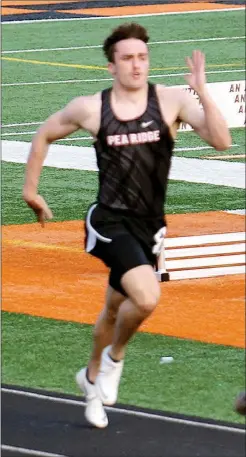  ??  ?? Blackhawk runner Cooper Elliott came on strong to capture third in the 400-meter dash in 52.34 adding to the Blackhawk team points.