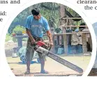  ??  ?? An indigenous man with chainsaw at Manu national park and fire devastatio­n