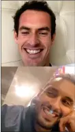  ??  ?? CANDID CAMERA: Murray (top) chatted online with pal Kyrgios