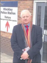  ??  ?? Lord Willy Bach outside Hinckley Police Station