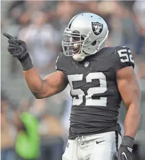  ?? KIRBY LEE/USA TODAY SPORTS ?? Raiders defensive end Khalil Mack is one of the league’s premier pass rushers.