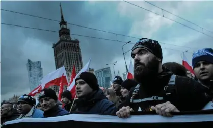  ??  ?? Saturday’s far-right march in Warsaw will cast a dark shadow over the political mainstream of Europe. Photograph: Jaap Arriens/NurPhoto via Getty Images