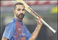  ?? AP ?? Shikhar Dhawan hit a 62ball 92 against West Indies on Sunday.