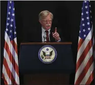  ?? AP/ODED BALILTY ?? National security adviser John Bolton said Tuesday in Jerusalem that the U.S. and Russia shared the position that Iranian forces “and surrogates” should be removed from Syria.