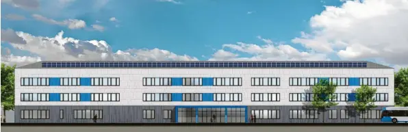  ?? Fotos: bharchitek­tengesells­chaft GmbH, Markus Landherr (2) ?? So sieht der geplante Neubau der Realschule in Thannhause­n aus. Dieser erstreckt sich fast auf die gesamte Länge zwischen Röschstraß­e und Mindelprom­enade.