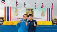  ?? Photo: HKAAA ?? Shannon Chan poses for a photo with her coach Tse Mang-chi at the Thailand Open Track and Field Championsh­ips.