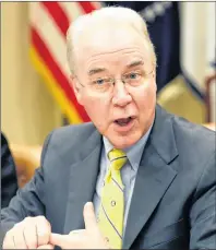  ?? AP FILE PHOTO ?? In June, Health and Human Services Secretary Tom Price spoke during a listening session in the Roosevelt Room of the White House, in Washington, D.C. A new theory is gaining traction among Obamacare conservati­ve foes that suggests the Medicaid...