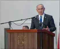  ?? ASSOCIATED PRESS FILE PHOTO ?? Prime Minister Benjamin Netanyahu speaks during a gathering of Jewish leaders at the Museum of Tolerance in Jerusalem on Feb. 18.