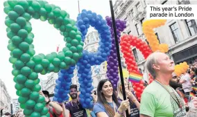  ??  ?? This year’s Pride parade in London