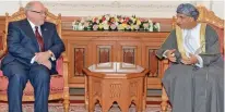  ?? – ONA ?? BOOSTING TIES: After welcoming the guest and his accompanyi­ng delegation, Sayyid Fahd and the Speaker of the Canadian Senate reviewed the existing bilateral relations between the two friendly countries.