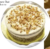  ??  ?? Premium Carotte Cake with cream cheese frosting topped with nuts