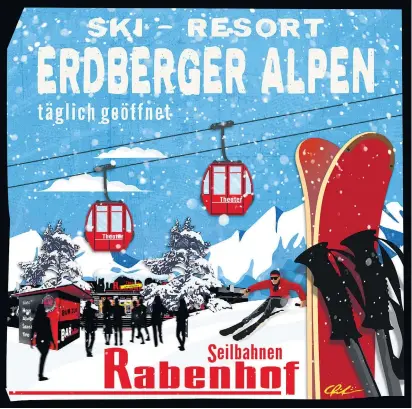  ??  ?? Die Theater sind geschlosse­n, die Skigebiete offen. Warum also nicht aus einer Bühne ein Ski-Resort machen? Der Wiener Rabenhof hat schon das dazu passende Werbesujet entworfen. Natürlich rein fiktiv.