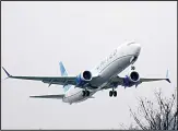  ?? (AP) ?? In this file photo, an United Airlines Boeing 737 Max airplane takes off in the rain at Renton Municipal Airport in Renton, Washington.