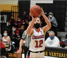  ?? JASON SCHMITT — FOR MEDIANEWS GROUP ?? Rochester Hills Lutheran Northwest senior Sabrina Gottschalk shoots a 3-pointer Monday night in a Division 3 regional semifinal against Madison Heights Bishop Foley. Gottschalk scored a game-high 20 points.