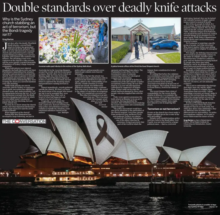  ?? PHOTOS / AP ?? Two knife attacks in a matter of days has Sydney on edge.