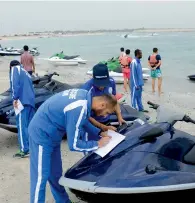  ?? Supplied photo ?? The police have warned the jet skiers who ride too close to the shore to follow safety instructio­ns. —