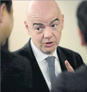  ?? FOTO: AP ?? Infantino El presidente de la FIFA, contra la idea de jugar un partido de Liga en Miami