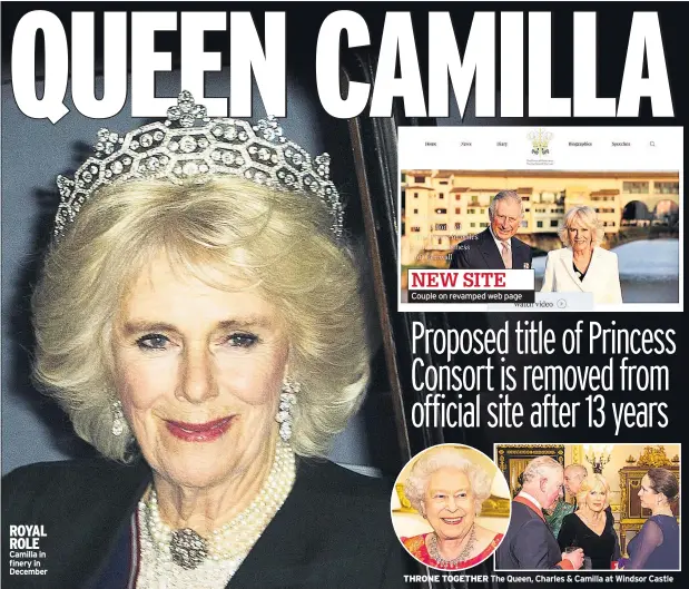  ??  ?? ROYAL ROLE Camilla in finery in December Couple on revamped web page