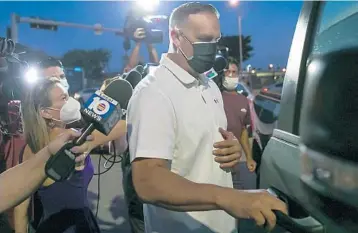  ?? FILE ?? Frank Artiles leaves the Turner Guilford Knight Correction­al Center in Miami on March 18.