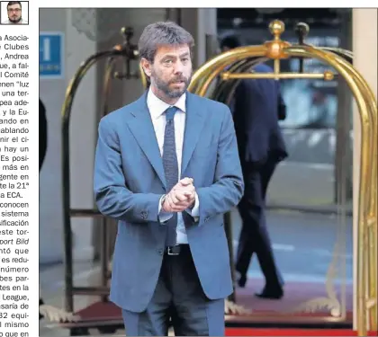  ??  ?? PROYECTO. El presidente de la Juventus y de la Asociación Europea de Clubes, Andrea Agnelli.