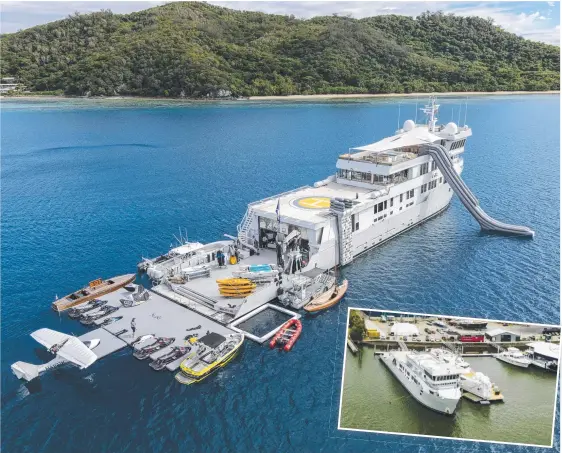 ??  ?? One of the world’s most notable expedition superyacht­s, SuRi, has docked at Gold Coast City Marina for major repair and refit work.