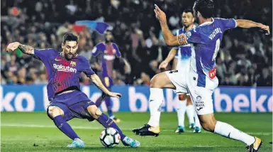  ?? Foto: dpa ?? Solange Messi so auftrumpft wie gegen Espanyol, muss Barça nicht bangen.