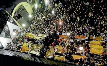  ?? PHOTO: REUTERS ?? A view of the coffins of victims of the bomb blast at the Mar Gerges church in Tanta.