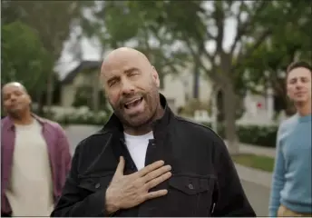  ?? T-MOBILE VIA AP ?? This photo provided by T-mobile shows Donald Faison, Zach Braff and John Travolta in scene from T-mobile 2023Super Bowl NFL football spot. Big name advertiser­s are paying as much as $7 million for a 30-second spot during the Super Bowl on Sunday.