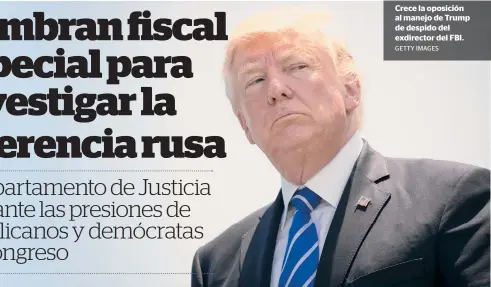  ?? GETTY IMAGES ?? Crece la oposición al manejo de Trump de despido del exdirector del FBI.