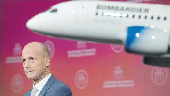  ?? GRAHAM HUGHES/ THE CANADIAN PRESS ?? Airbus CEO Tom Enders hailed the company’s blockbuste­r deal, with its stake in Bombardier’s CSeries, as a win for all in Montreal on Friday.
