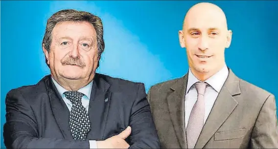  ?? FOTO: FOTOMONTAJ­E MD ?? Juan Luis Larrea y Luis Rubiales son los dos candidatos que se presentan para ocupar la presidenci­a de la Real Federación Española de Fútbol