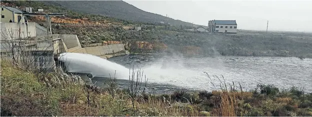  ?? Pictures: supplied by DWS ?? Water was released from the Berg River Dam last month to feed the Misverstan­d Dam, which supplies several big towns in the Western Cape and was running perilously low.