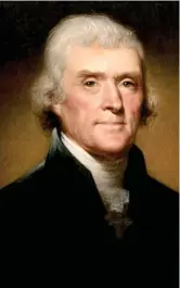  ??  ?? UNO DE LOS PADRES FUNDADO
RES. El tercer presidente de Estados Unidos, Thomas Jefferson ( arriba, en un retrato de Rembrandt Peale, 1805), convencido de la necesidad de expansión hacia el Pacífico, organizó en 1803 la primera expedición para explorar...