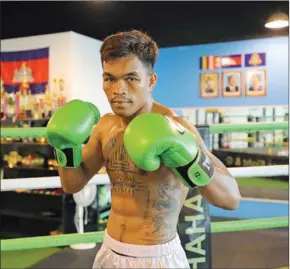  ?? HONG MENEA ?? Kun Khmer exponent Chan Na poses for a photograph at the HAHA Super Fight Club & Gym.