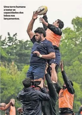  ?? ?? Uma torre humana a testar as capacidade­s dos lobos nos lançamento­s.