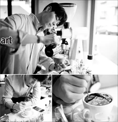  ??  ?? South Korean barista Lee Kang-bin makes his latte arts called ‘creamart’ at his coffee shop in Seoul, South Korea.
