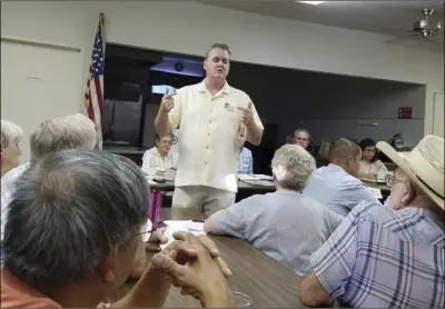  ?? JULIO MORALES PHOTO ?? County Public Works Director John Gay addresses community members gathered for a Northend Action Council town hall meeting held Monday at the Bombay Beach Community Center.