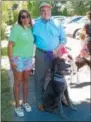  ?? SUBMITTED PHOTO ?? State Sen. Andy Dinniman, D-19, and rescue poodle, Jagger, with Melissa Falvo, mother of the late Justin Hayes, for whom Justin’s Foundation for Kindness is named.