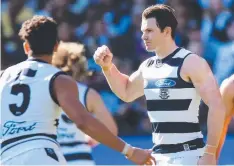  ??  ?? Geelong midfielder Patrick Dangerfiel­d has been a source of goals.