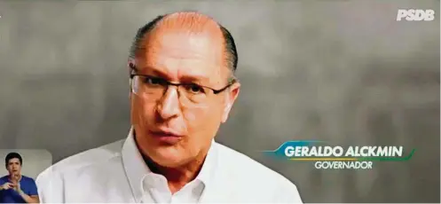  ?? PSDB ?? Imagem. Geraldo Alckmin será a principal aposta do PSDB nas inserções partidária­s na televisão que serão exibidas em outubro