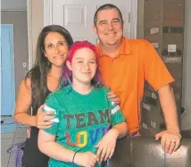  ?? STEVE ZALUSKY/DAILY HERALD ?? Molly Pinta (center, with her parents Carolyn and Bob) was inspired by Aurora’s Pride Parade last month.