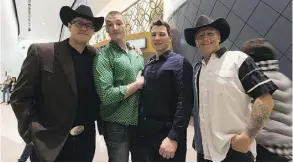  ?? PHOTOS: GREG SOUTHAM ?? Scott Brewer Justin McLachlen, Adam McLachlen and Robert McLachlen were ready to cheer Garth Brooks on Friday.